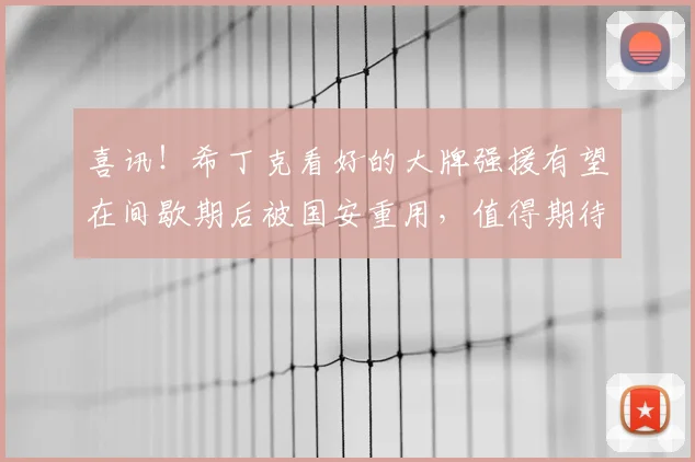 喜讯!希丁克看好的大牌强援有望在间歇期后被国安重用,值得期待